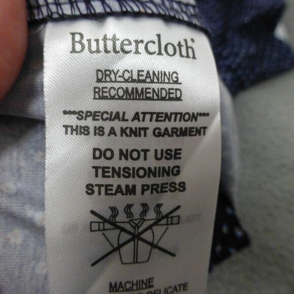 Buttercloth Shirt Mens Large Button Up Icy Cotton Geometric Blue NWT - Picture 11 of 14